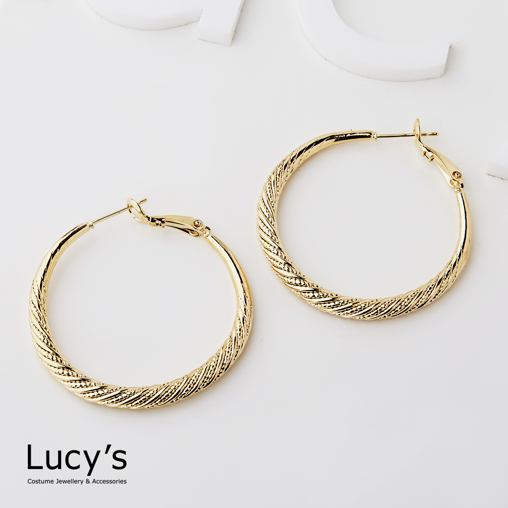 編織紋理 圈型耳環 (二色) (122658/122659)