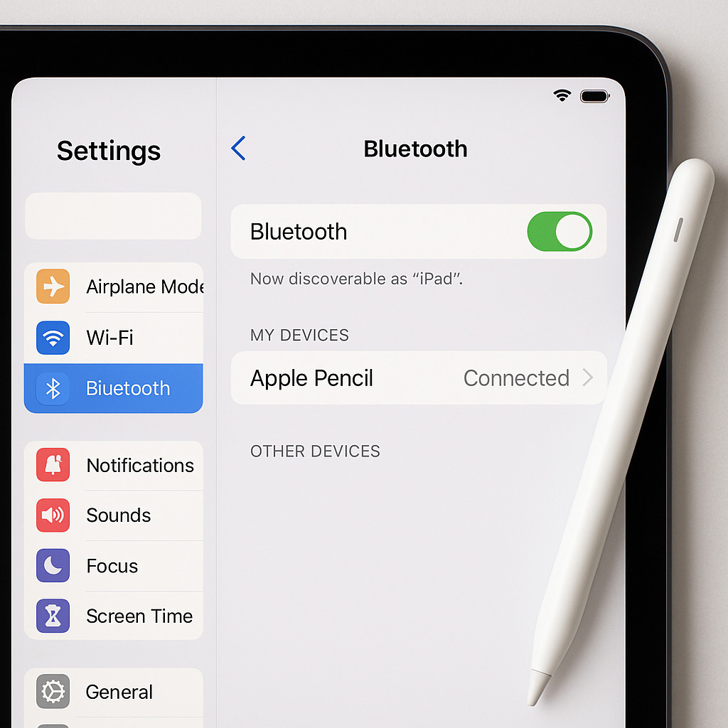 Apple Pencil 藍牙配對畫面