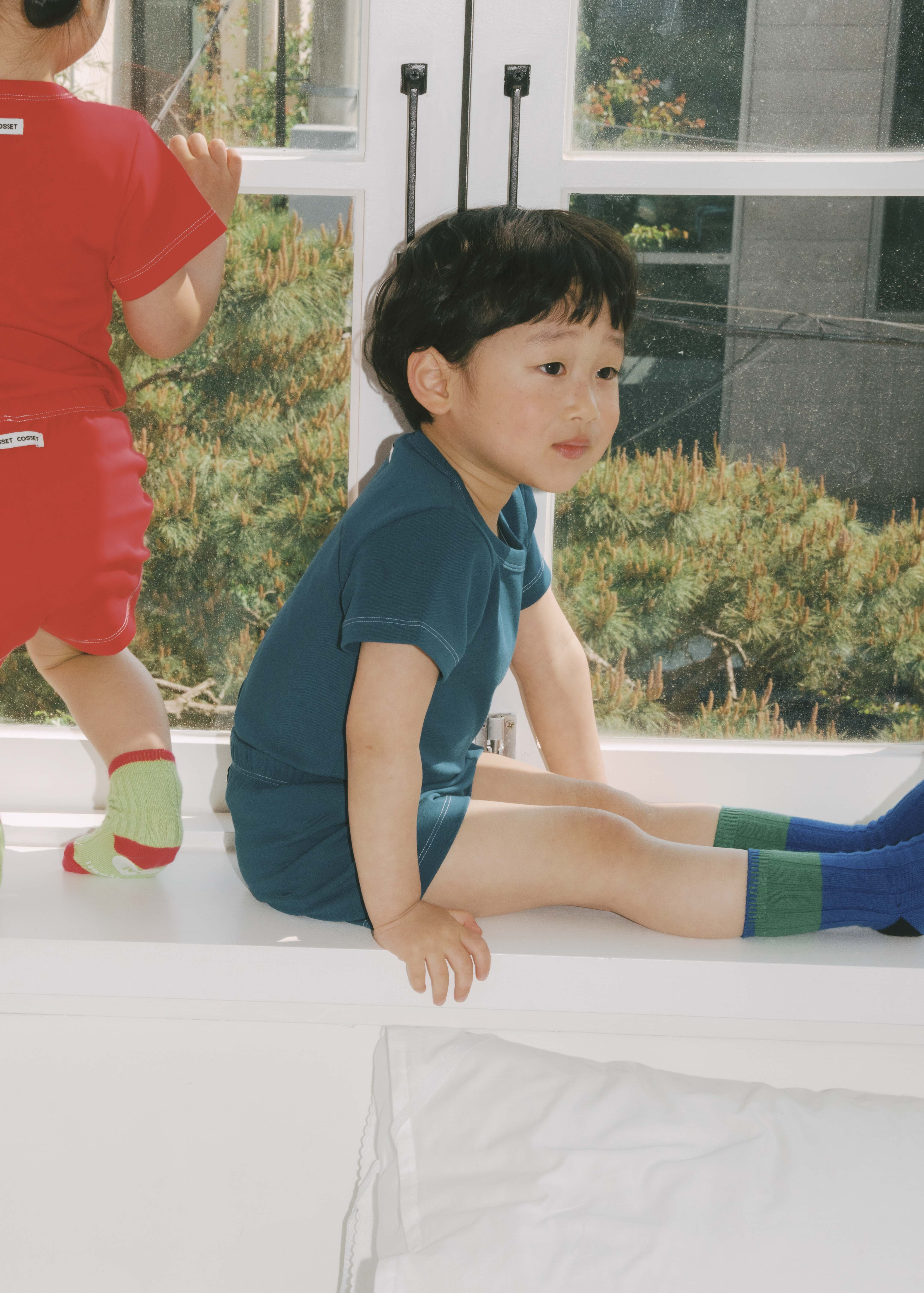 車線休閒上衣/短褲 (海洋藍)