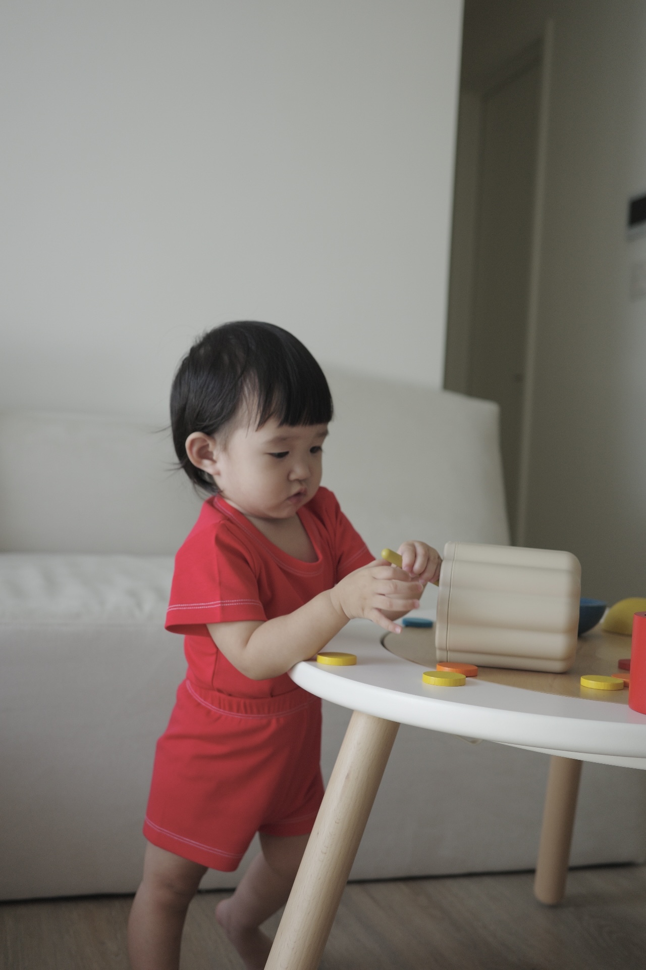 車線休閒上衣/短褲 (蘋果紅)