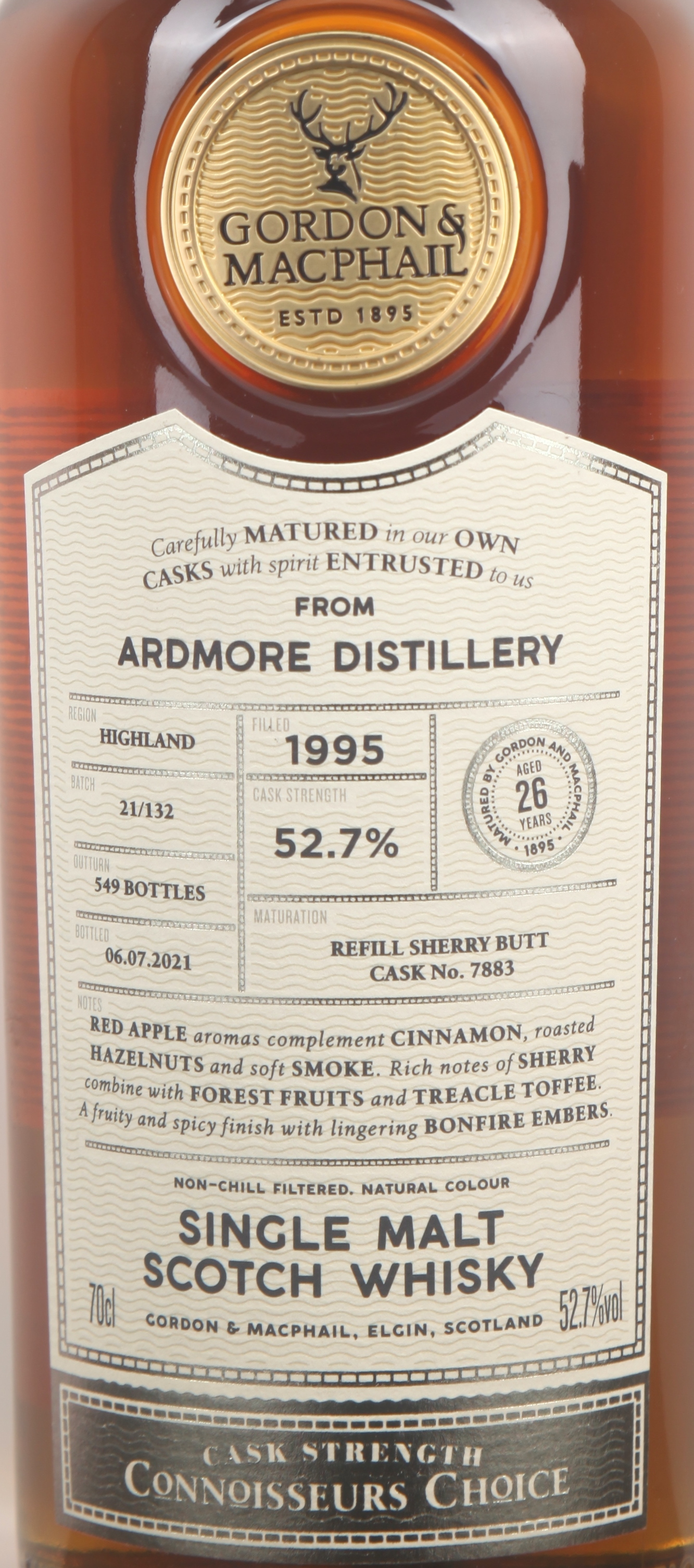 Gordon & Macphail Ardmore 1995 26YO Refill Sherry Butt #7883 52.7%