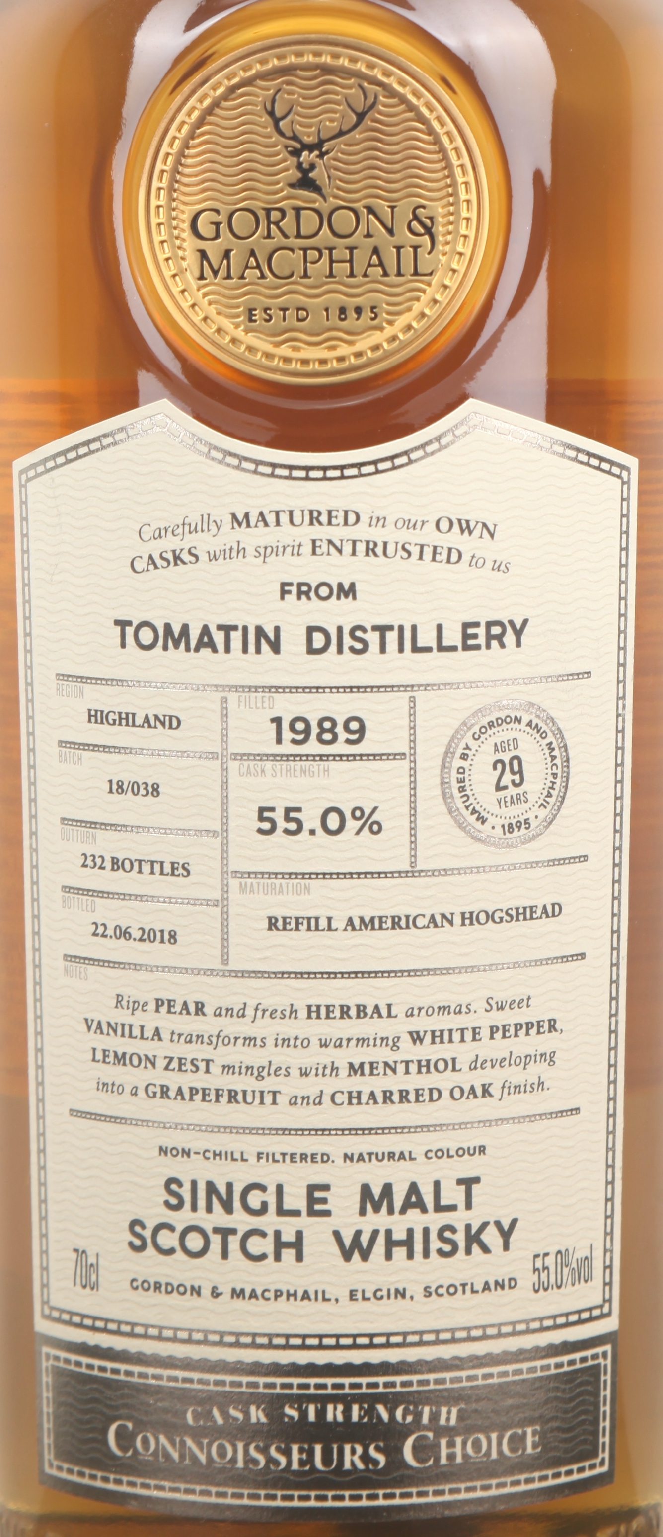 Gordon & Macphail Tomatin 1989 29YO #18/038 55% @