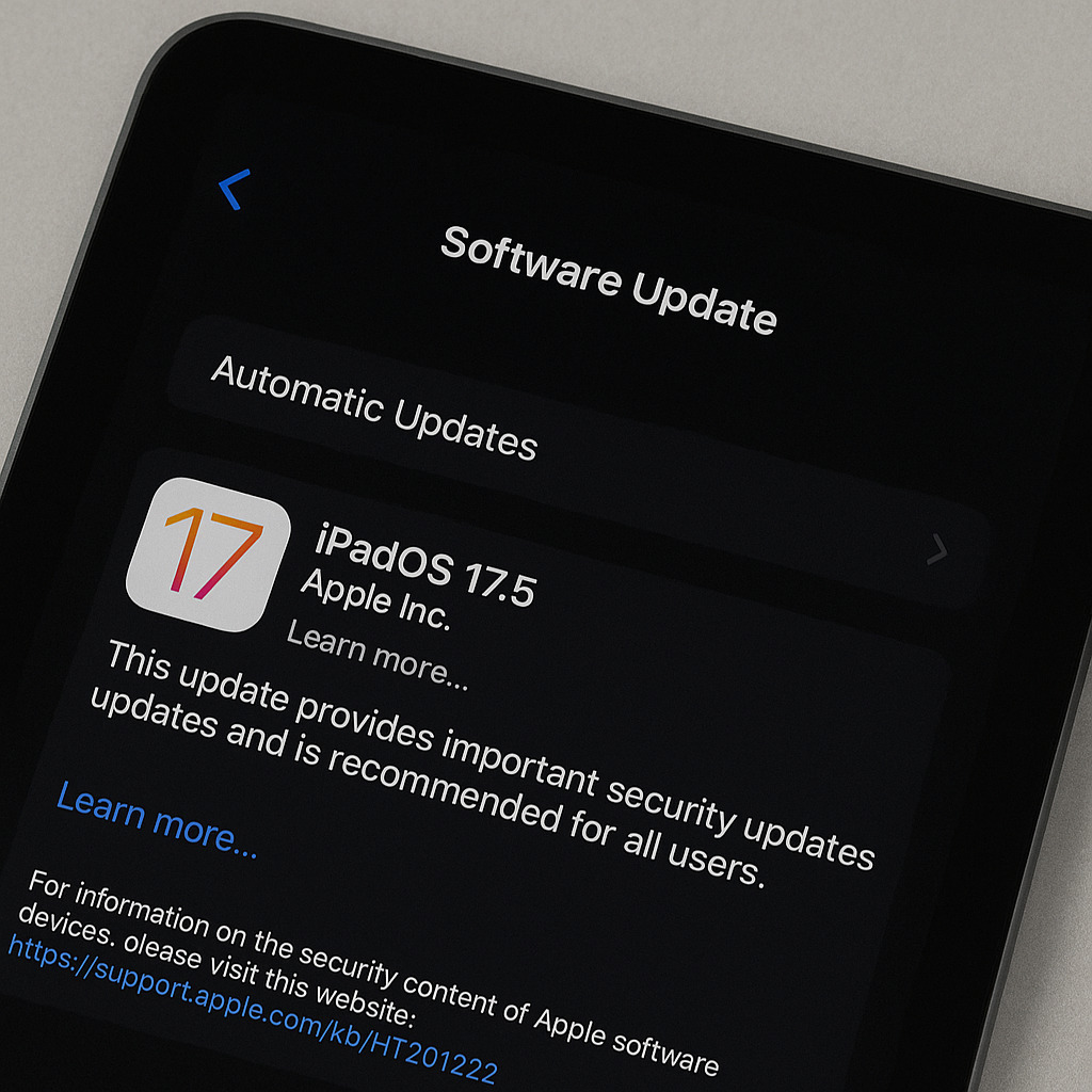 iPad 顯示更新中畫面，準備升級至新版本 iPadOS
