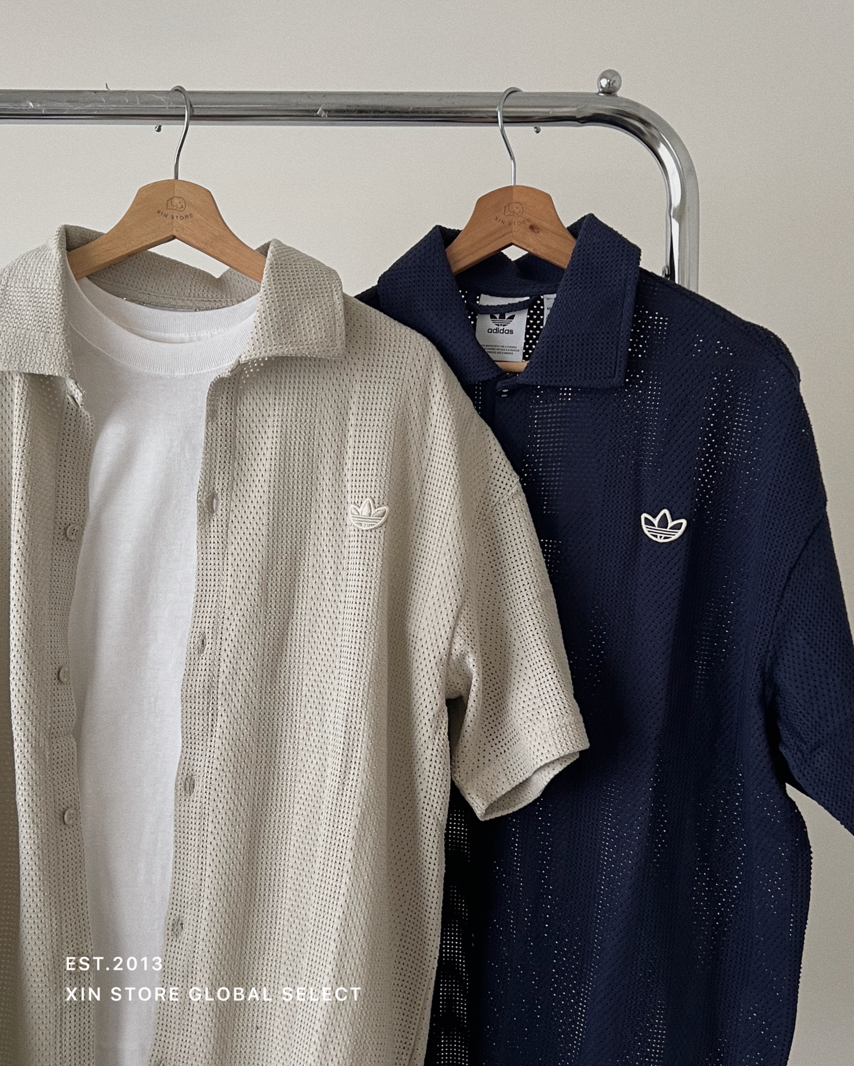 Adidas SK Shooting Top 透氣 簍空 短袖 襯衫 米灰 深藍