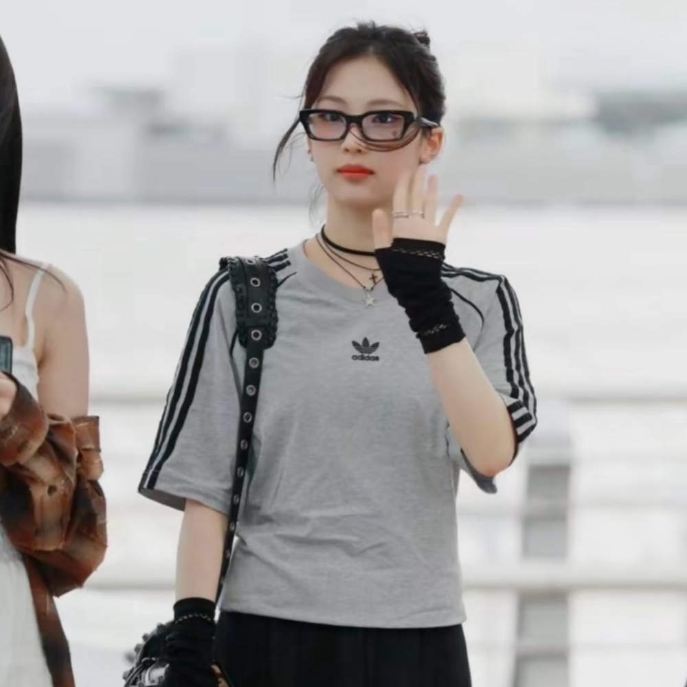 ADIDAS SST TEE 灰色 中間三葉草 黑色三線 短袖 IR9455