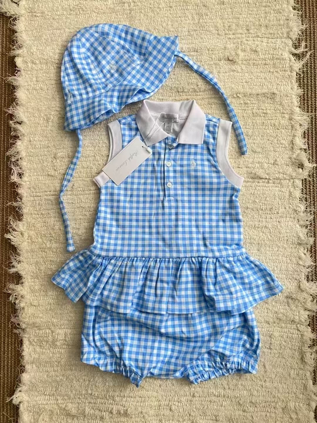 🐎𝐏𝐨𝐥𝐨 𝐑𝐚𝐥𝐩𝐡 𝐋𝐚𝐮𝐫𝐞𝐧 清新格仔上衣裙褲仔連帽 三件套