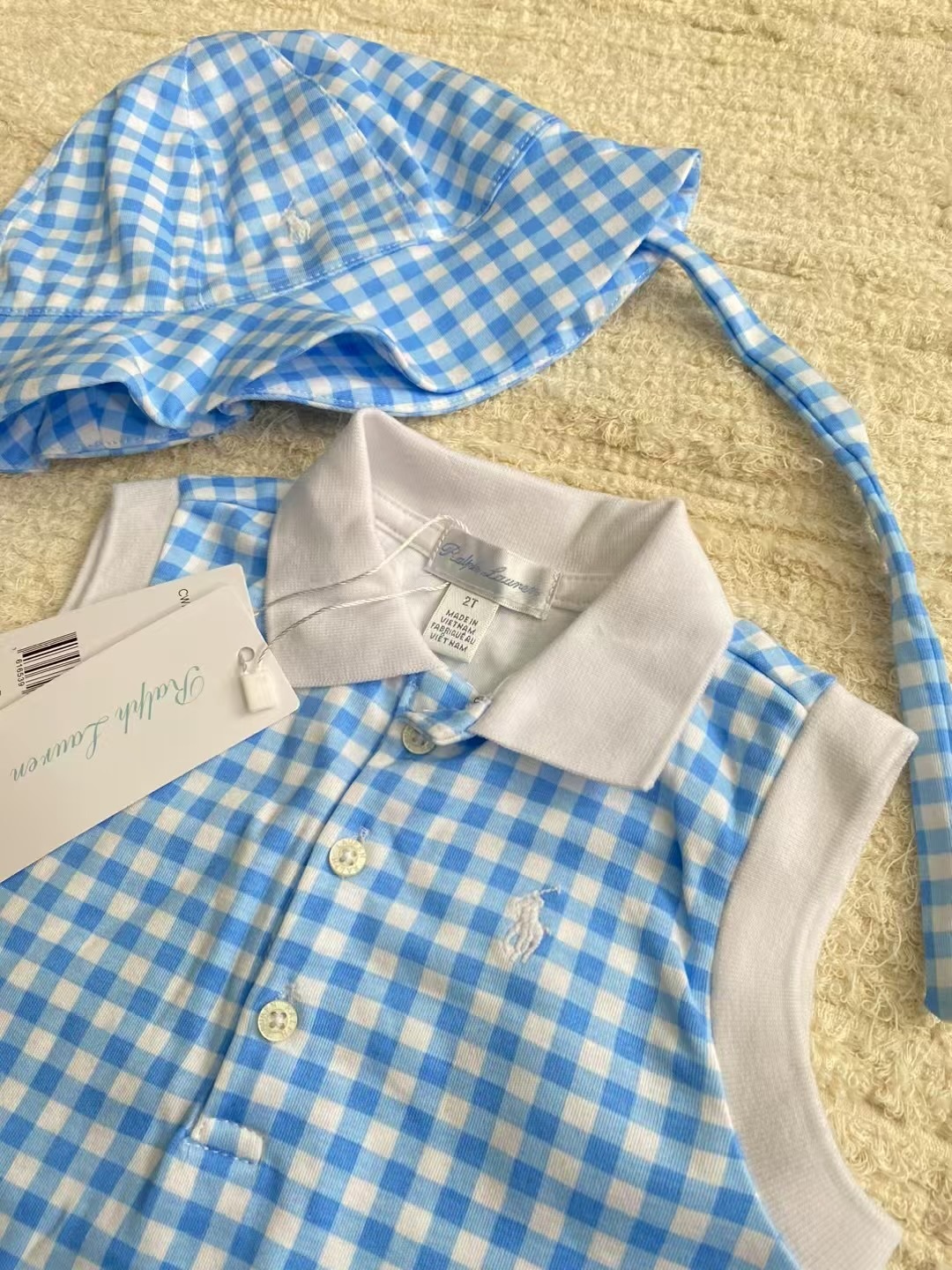 🐎𝐏𝐨𝐥𝐨 𝐑𝐚𝐥𝐩𝐡 𝐋𝐚𝐮𝐫𝐞𝐧 清新格仔上衣裙褲仔連帽 三件套