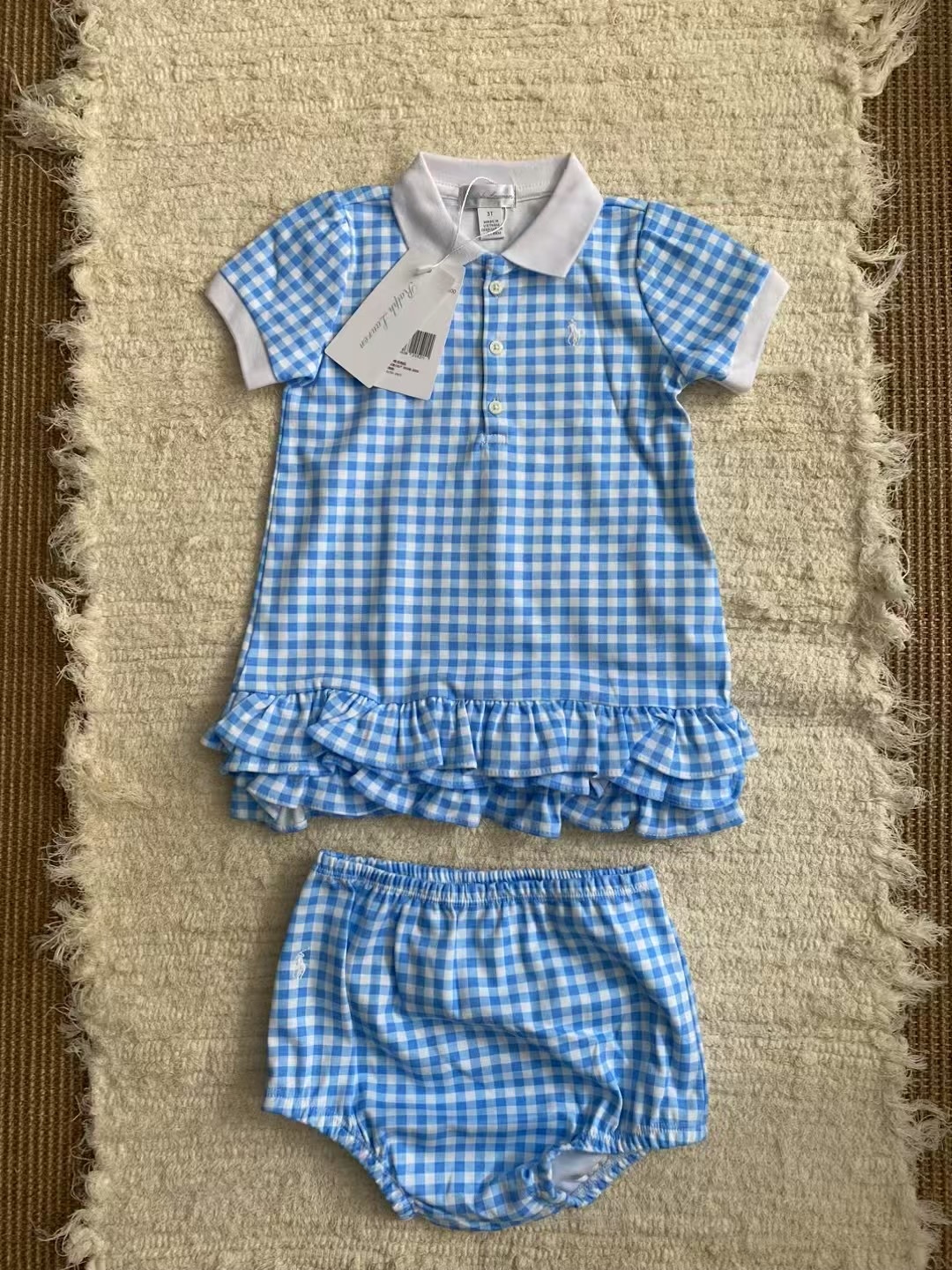 🐎𝐏𝐨𝐥𝐨 𝐑𝐚𝐥𝐩𝐡 𝐋𝐚𝐮𝐫𝐞𝐧 清新格仔蛋糕上衣裙褲仔 兩件套