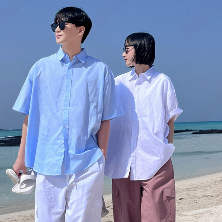 短袖牛津襯衫情侶裝(五色)