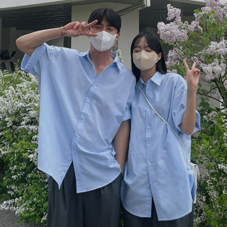 短袖牛津襯衫情侶裝(五色)