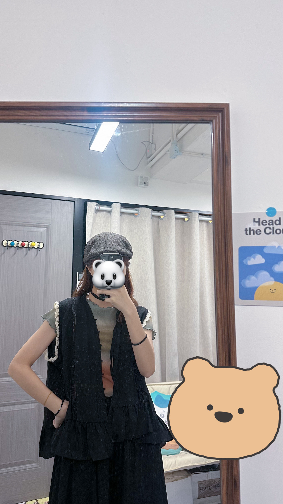 Lace鏤空荷葉邊背心outer (米/黑)