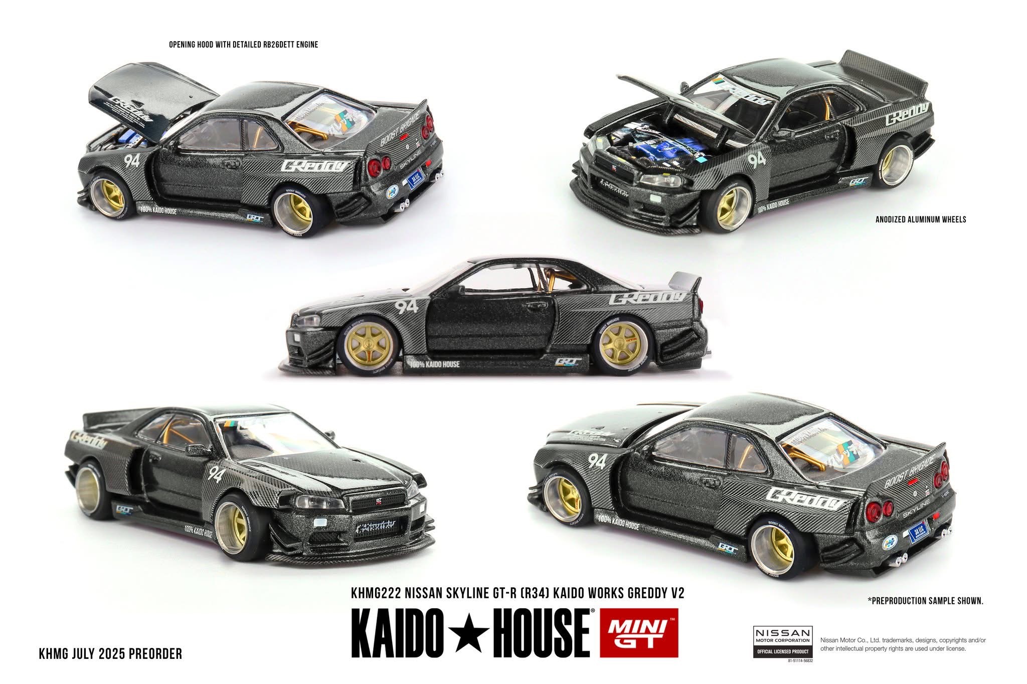 【預訂】Mini GT x Kaido House Nissan Skyline GT-R (R34)  Kaido Works GReddy V2