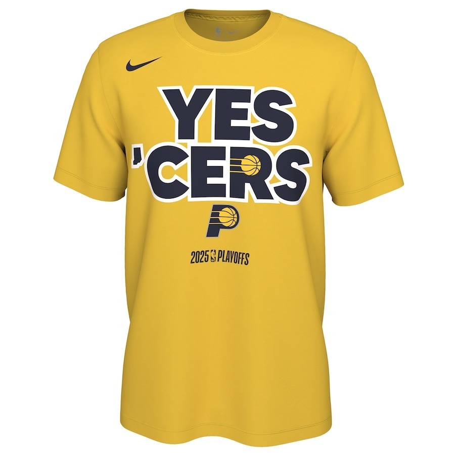 NBA短袖 Indiana Pacers Yes Cers 2025 NBA Playoffs On-Court Mantra 印第安那溜馬 季後賽 黃 標語 Nike Tee 棉質 全新