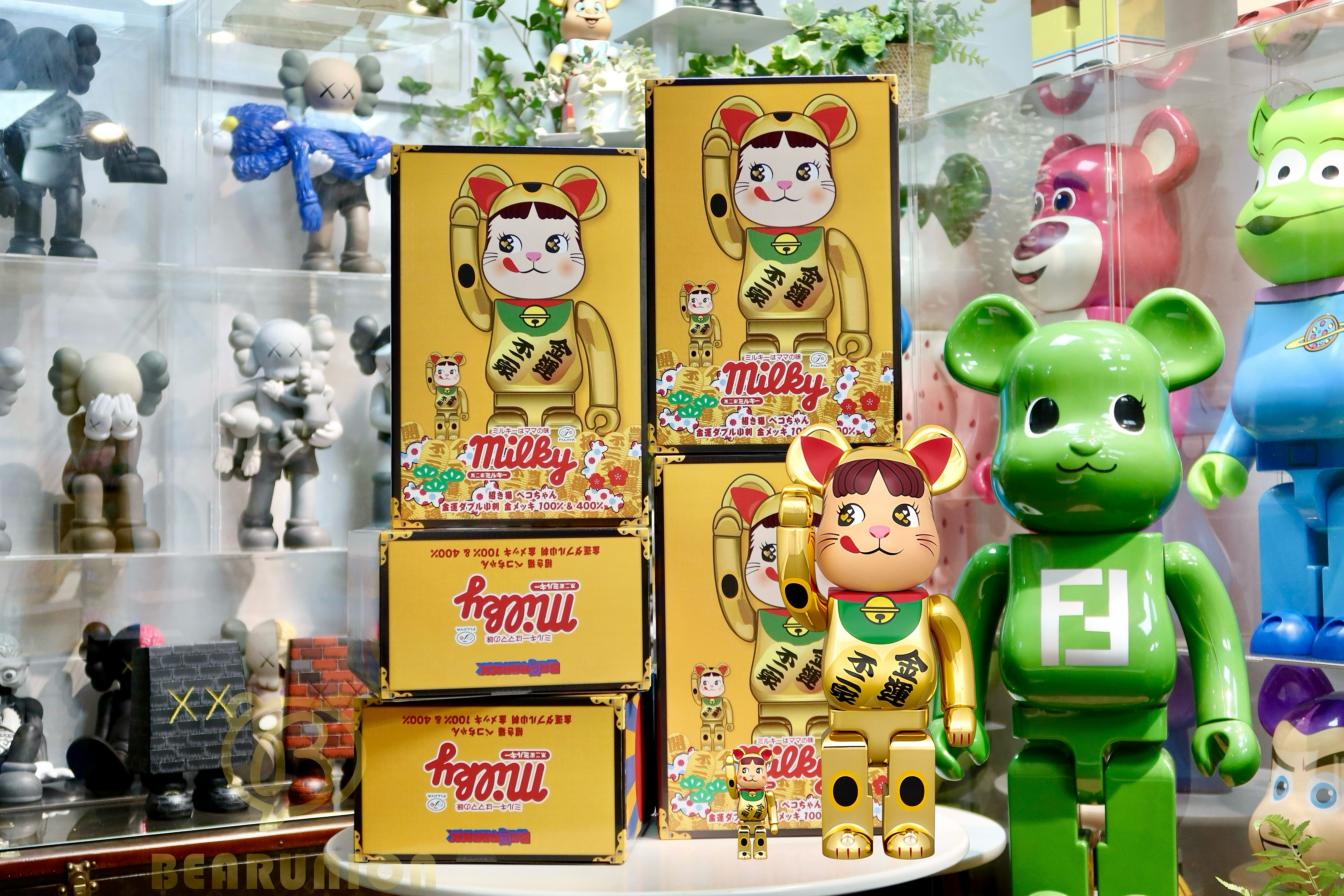 🎏預訂🎏Bearbrick 400% 100% 招き猫 ペコちゃん 金運 ダブル小判 金メッキ