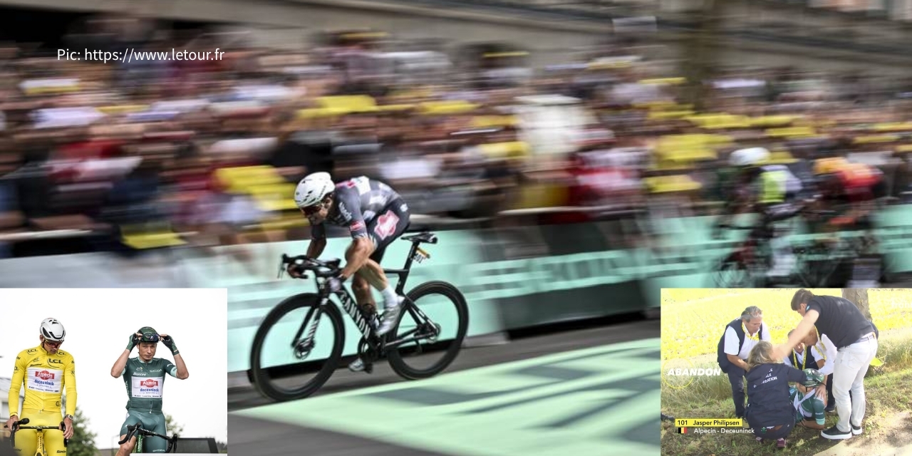 Philipsen 摔車—衝刺列車風險對比拼圖, Pic:https://www.letour.fr