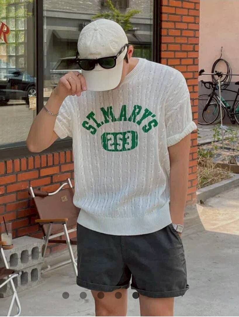 (韓國獨家特價)MERIS 麻花短袖針織衫