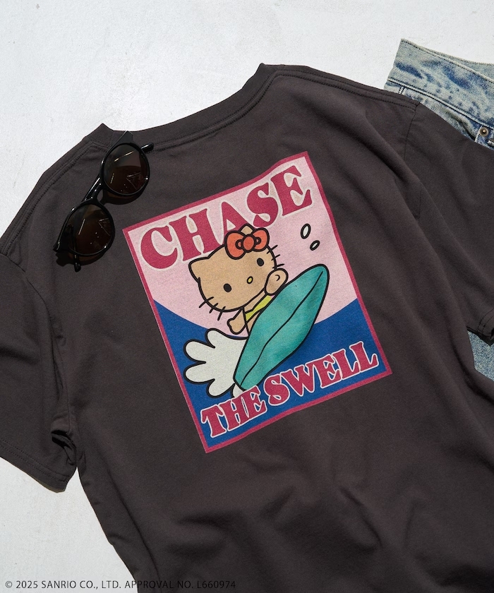 Sanrio Hello Kitty x Freak's Store 日本限定 聯名款 曬黑 Kitty 衝浪 短T T恤