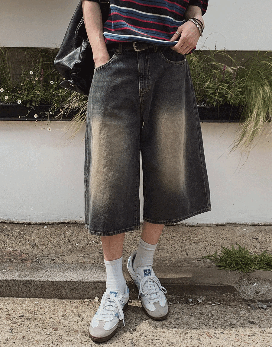 Wake 超長百慕達牛仔褲