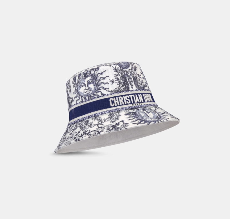 Dior D-BOBBY Toile De Jouy Soleil Small Brim Bucket Hat Blue