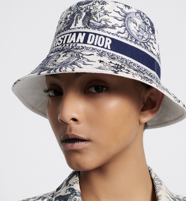 Dior D-BOBBY Toile De Jouy Soleil Small Brim Bucket Hat Blue