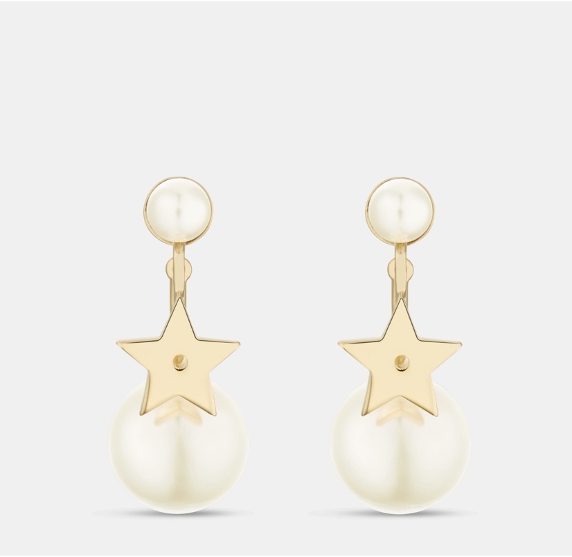 Dior My AbcDior Tribales Étoile Gold-Finish Metal and White Resin Pearls Earrings Gold
