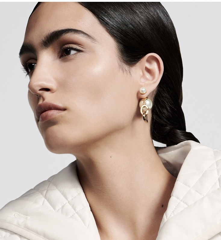 Dior Tribales Gold-Finish Metal and White Resin Pearls Earrings Gold