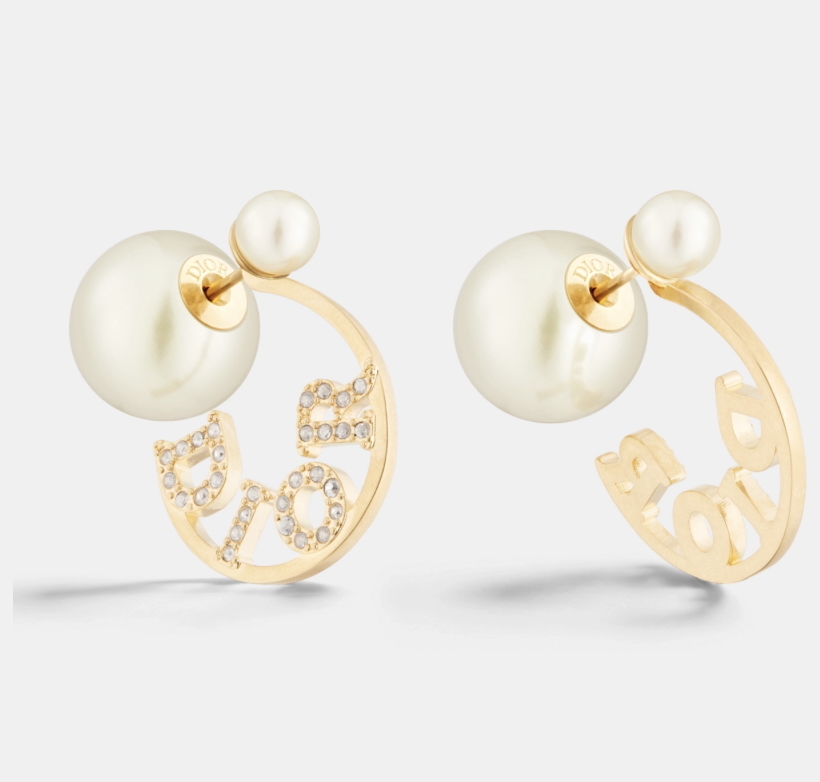 Dior TribalesGold-Finish Metal with White Resin Pearls and Silver-Tone Crystals Earrings Gold