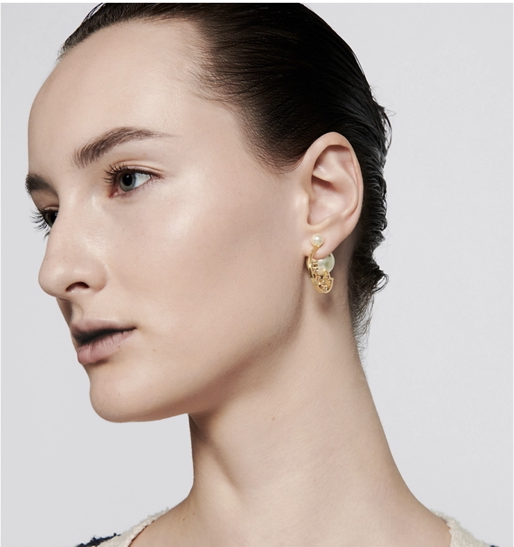 Dior TribalesGold-Finish Metal with White Resin Pearls and Silver-Tone Crystals Earrings Gold