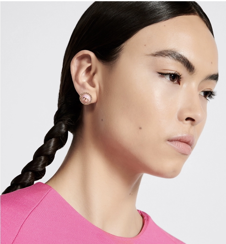 Dior Petit CD Baroque Stud Earrings Pink