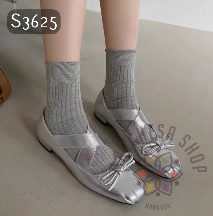 S3625 - 頭層軟羊皮交叉平底鞋