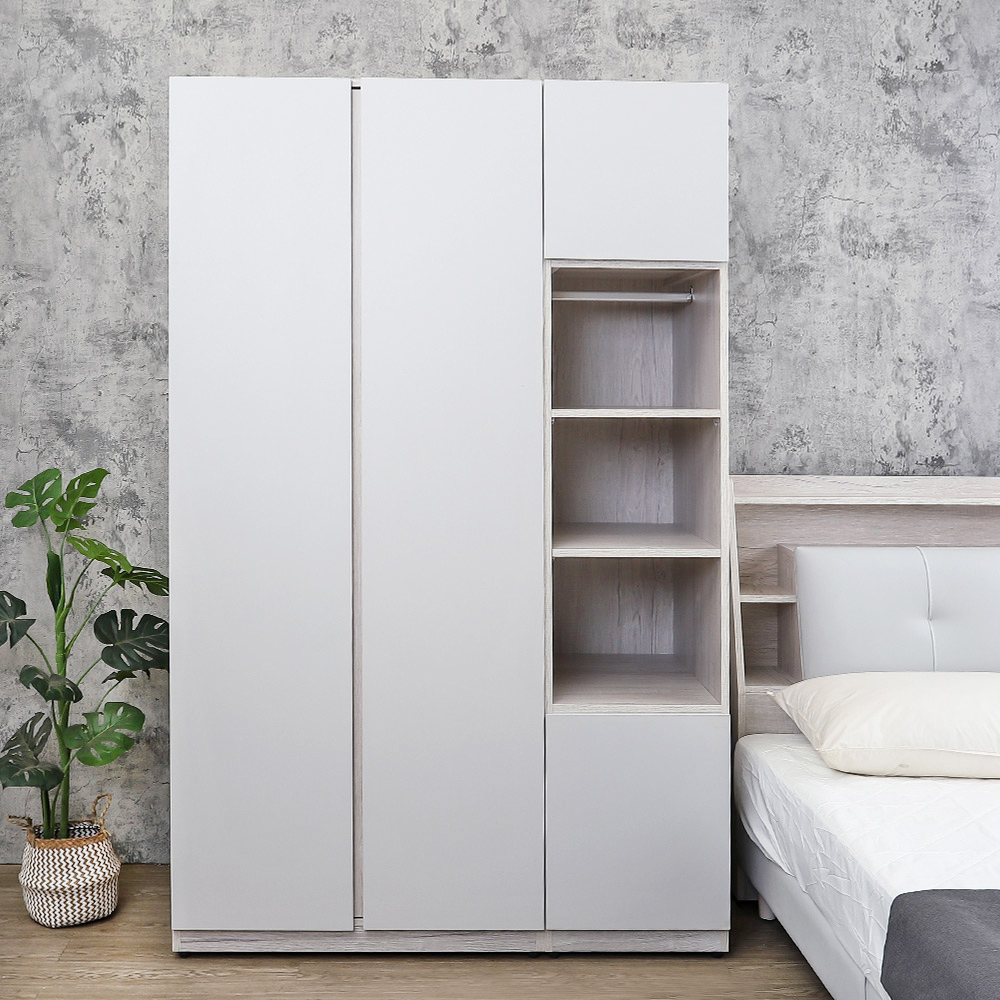 克萊妮4尺收納衣櫃組合(二門+二門三開放格)