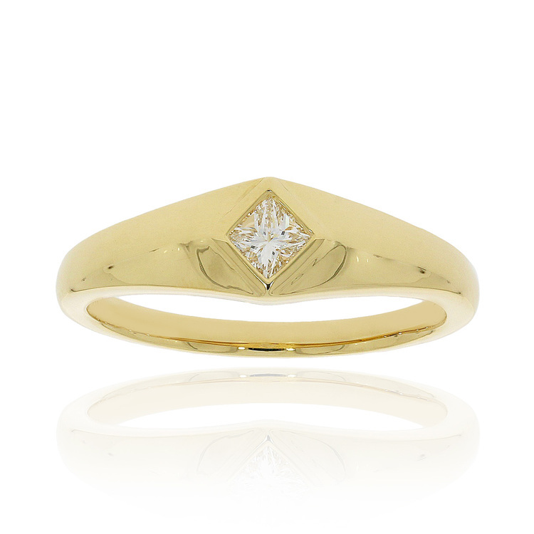 Princess Shape Diamond Signet Ring