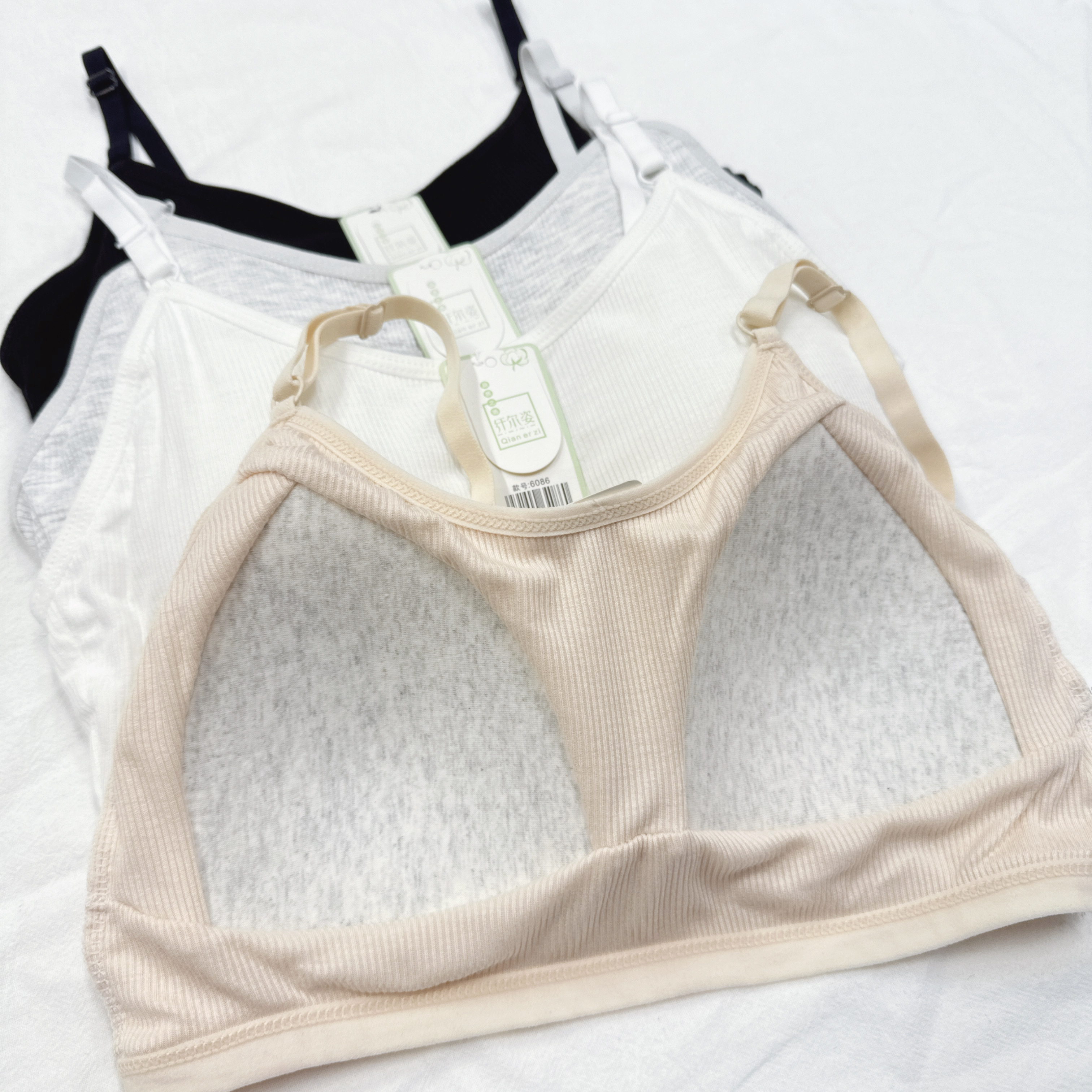 6086-羅紋固定薄PAD吊帶打底 - 2件裝 (C44-C47)