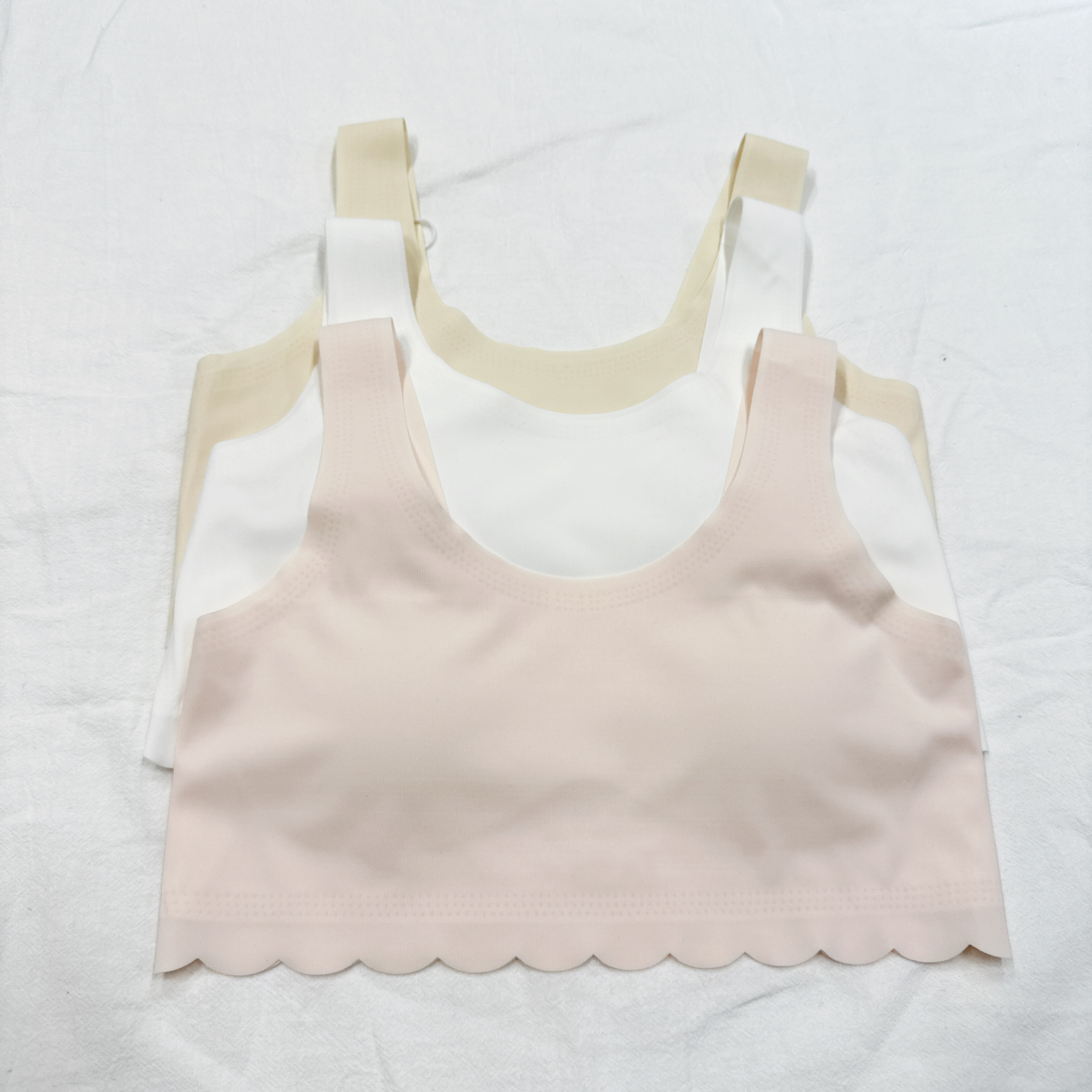 1011 2A/3A-波浪腳冰絲固定薄PAD背心打底 - 2件裝 (C38-C43)