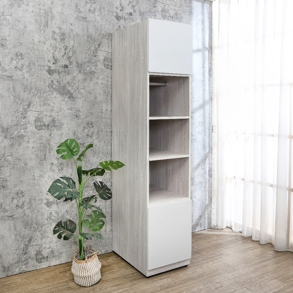 克萊妮1.3尺二門三開放格收納衣櫃(單吊桿+活動隔板)