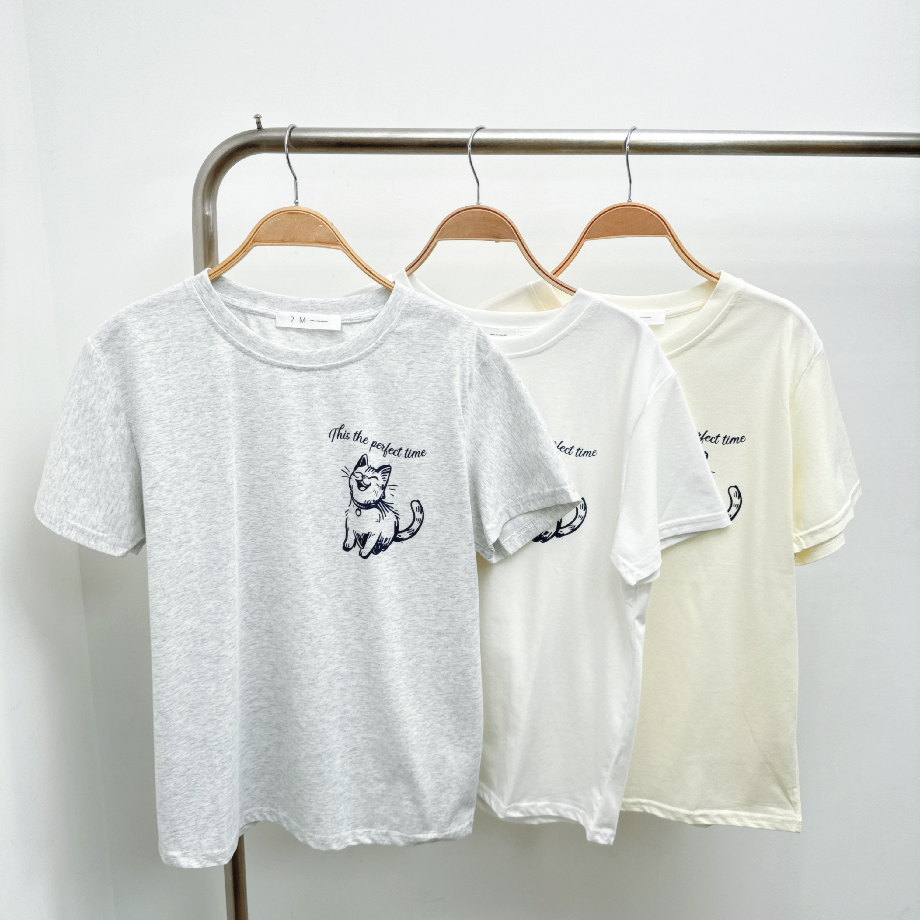 貓咪燙圖薄棉TEE (E43-E45)
