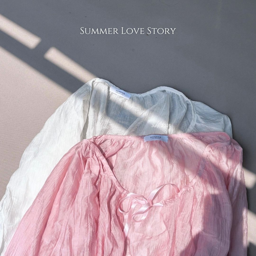 【DOMISS自訂】輕紗綁帶透明感罩衫 戀愛氣泡感穿搭必收 薄襯衫-2色(現貨)