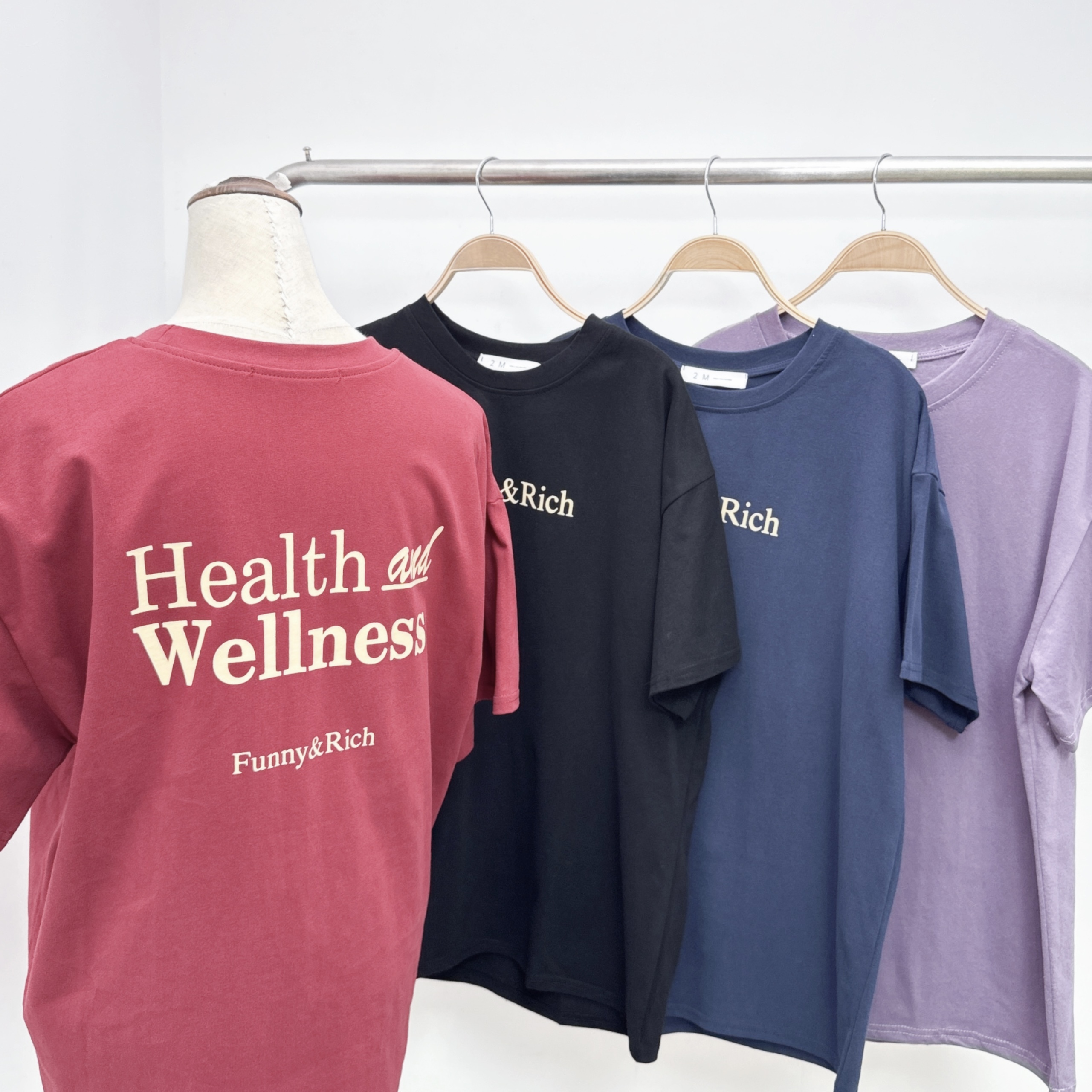 前後印字洗水棉大TEE  (E22-E25)