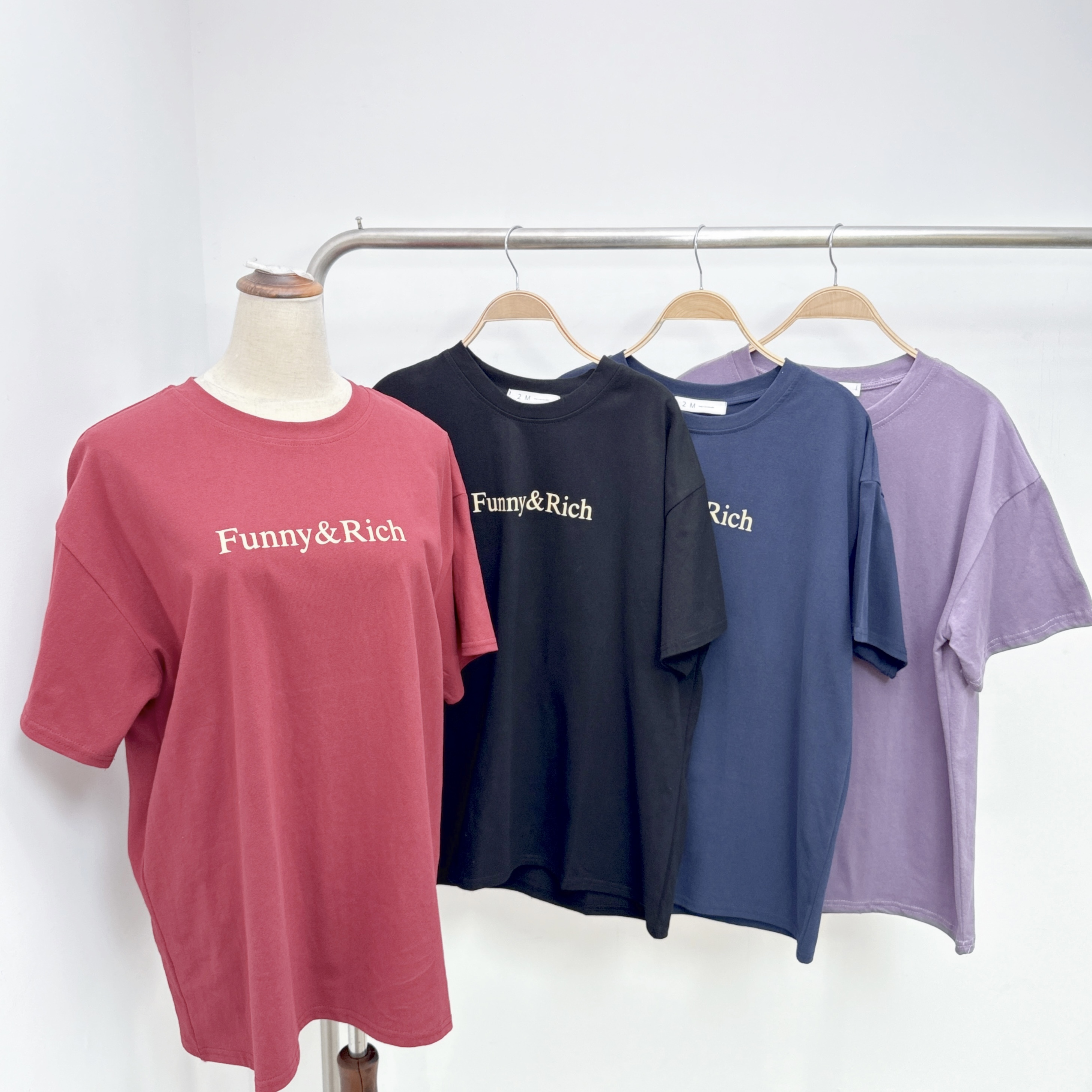 前後印字洗水棉大TEE  (E22-E25)