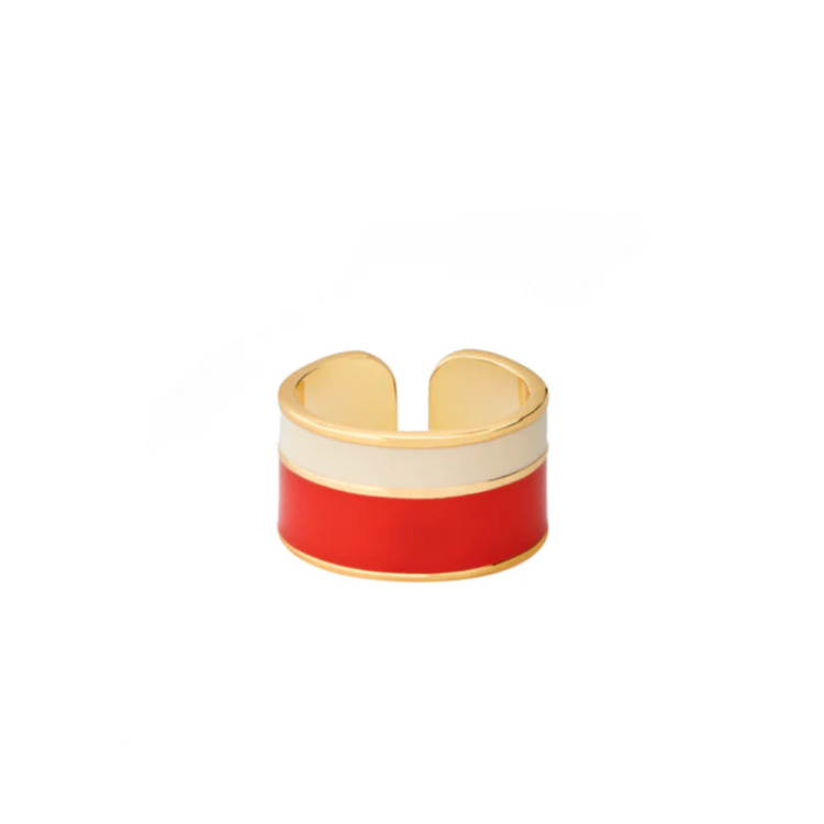 法國 Bangle Up 琺瑯鍍金戒指 寬版 雙色