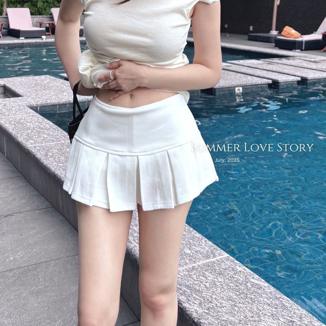 【顯瘦辣妹】DOMISS百搭低腰百褶裙-3色 (現貨) 裙子女生 短裙 百褶裙