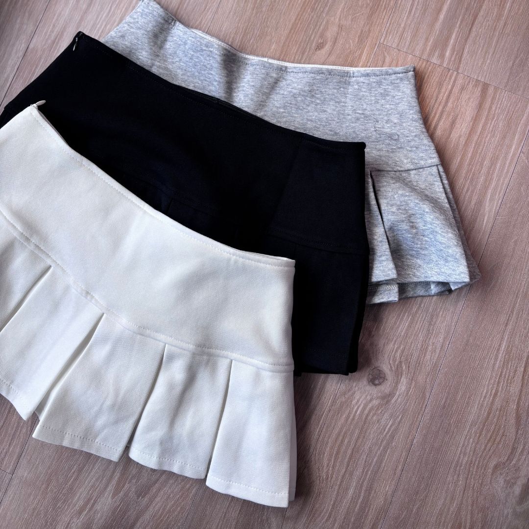 【顯瘦辣妹】DOMISS百搭低腰百褶裙-3色 (現貨) 裙子女生 短裙 百褶裙