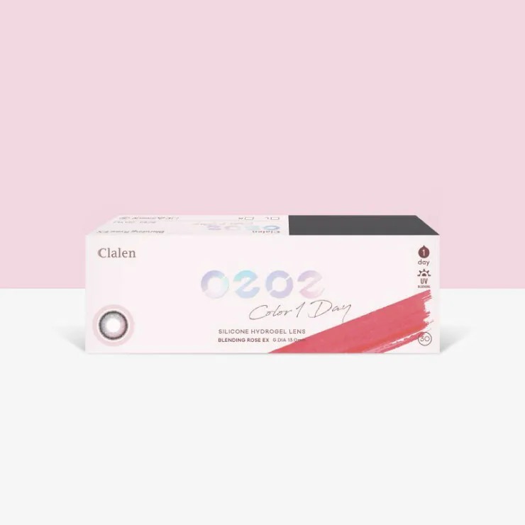 Clalen O2O2 Color 1 Day Blending Rose EX｜日拋彩妝矽水凝膠隱形眼鏡｜每盒30片