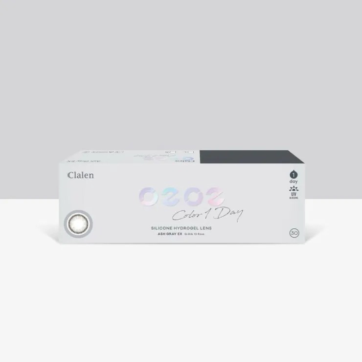 Clalen O2O2 Color 1 Day Ash Gray EX｜日拋彩妝矽水凝膠隱形眼鏡｜每盒30片