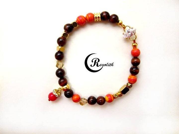 金星Venus (黃虎眼/角珠黑瑪瑙)/火星(紅虎眼/珊瑚松)//此為清貨價貨品不設退換(AT6 982)