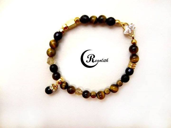 金星Venus (黃虎眼/角珠黑瑪瑙)/火星(紅虎眼/珊瑚松)//此為清貨價貨品不設退換(AT6 982)