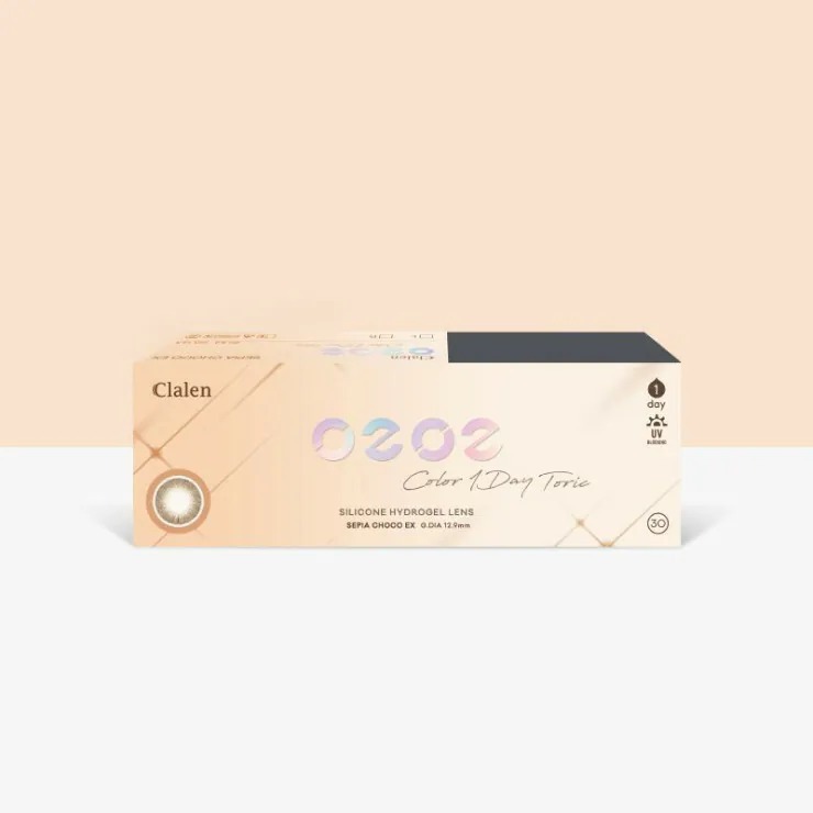 [散光] Clalen O2O2 Color 1 Day Sepia Choco EX｜日拋散光彩妝矽水凝膠隱形眼鏡｜每盒30片