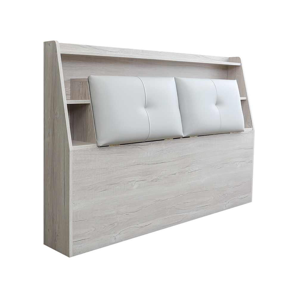 克萊妮5尺雙人收納床頭箱-耐磨貓抓皮革靠墊(附LED夜燈+USB插座-不含床底及床墊)