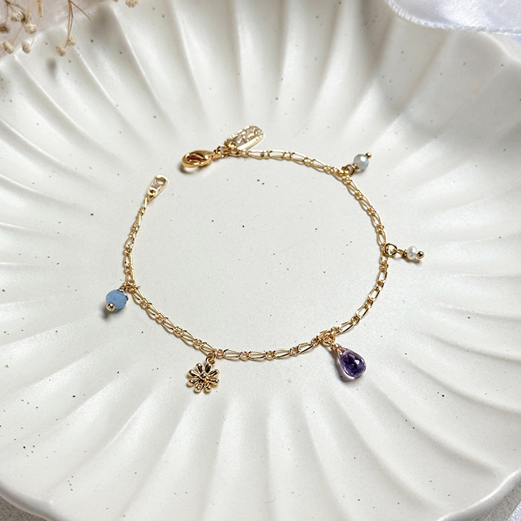 生日花 • 拾壹月貳伍 • 冬紫羅 – 紫水晶 – 手鍊