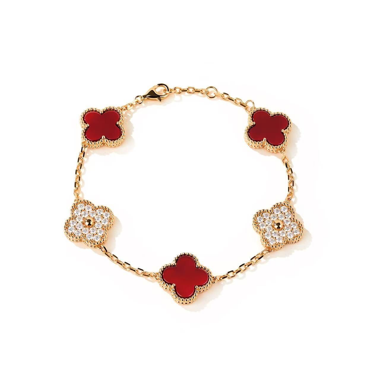 【直播】LL070801 四葉幸運圖騰純銀莫桑鑽手鏈